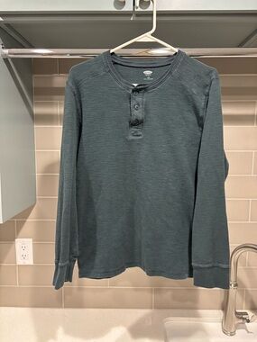 Old Navy Green Henley Thermal Long Sleeve Shirt Size L